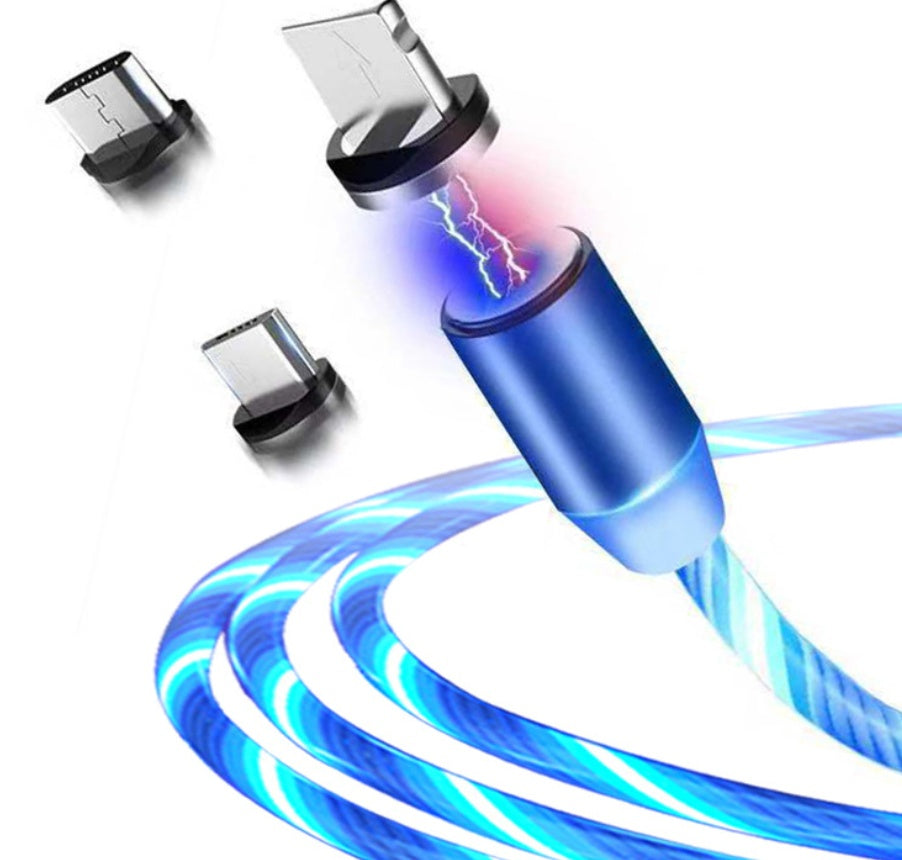 cable Compatible with Apple, Flowing Ligh Magnetic Streamer Data Line Cable for Iphone Android Typec