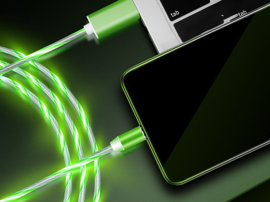 cable Compatible with Apple, Flowing Ligh Magnetic Streamer Data Line Cable for Iphone Android Typec