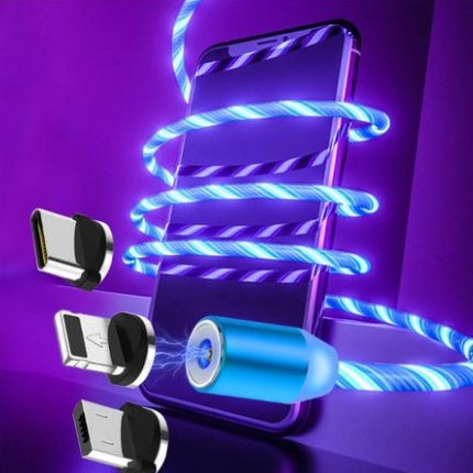 cable Compatible with Apple, Flowing Ligh Magnetic Streamer Data Line Cable for Iphone Android Typec